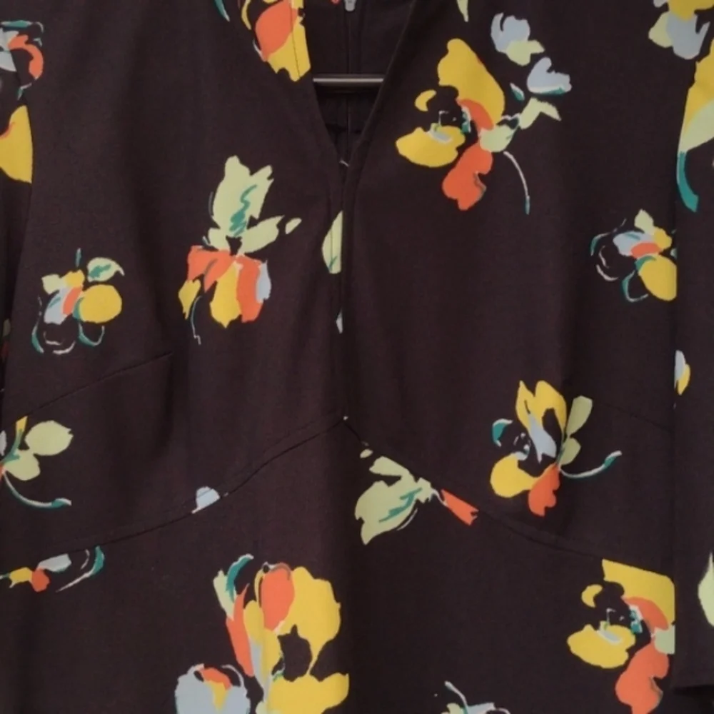 Vintage Mod Puritan Forever Young Black Floral Maxi Empire Dress L - Picture 6 of 9